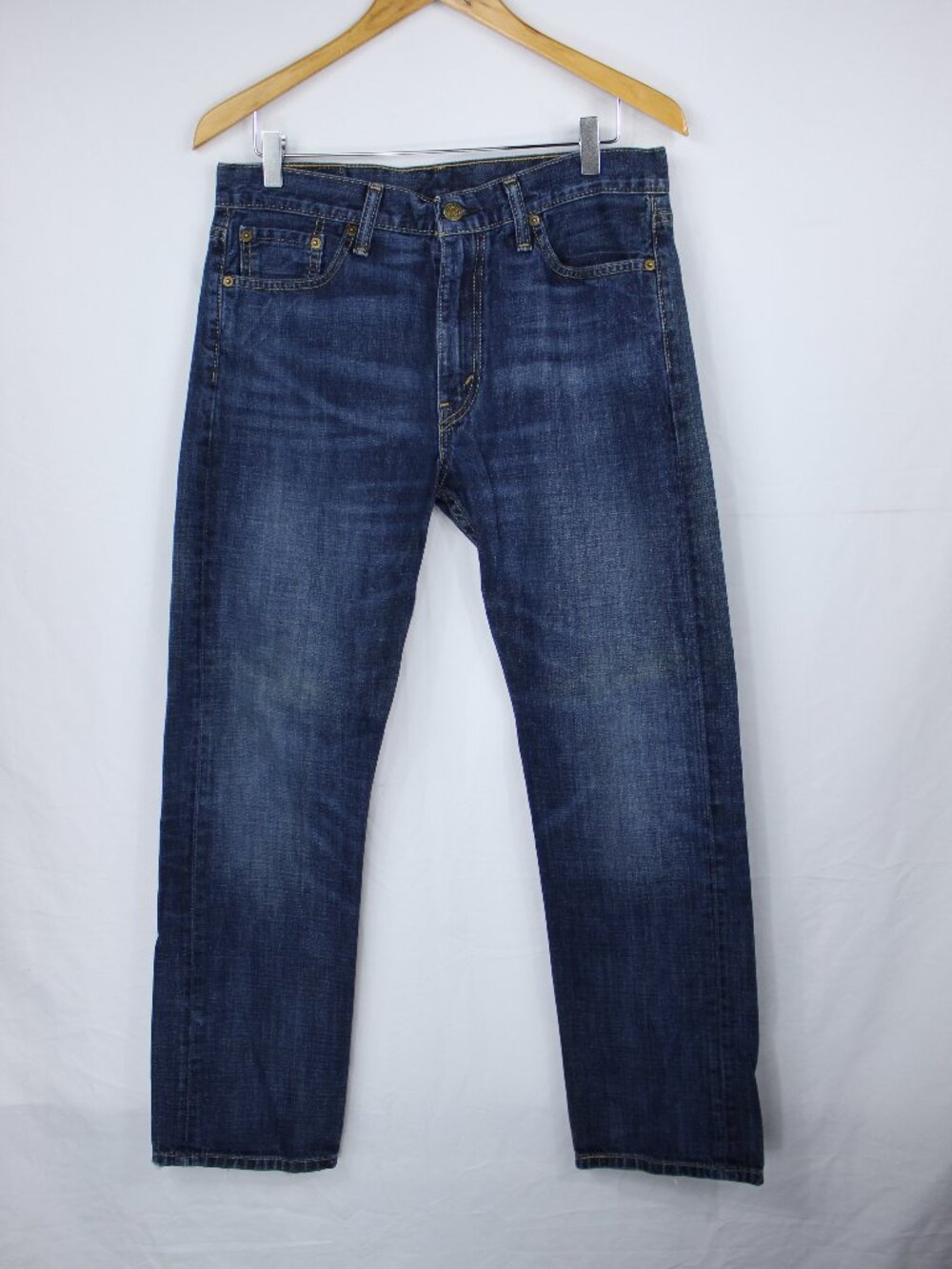 LEVI'S 513 MEN'S DARK BLUE STRAIGHT LEG JEANS ZIP FRONT GRUNGE AS-IS SIZE 33X30